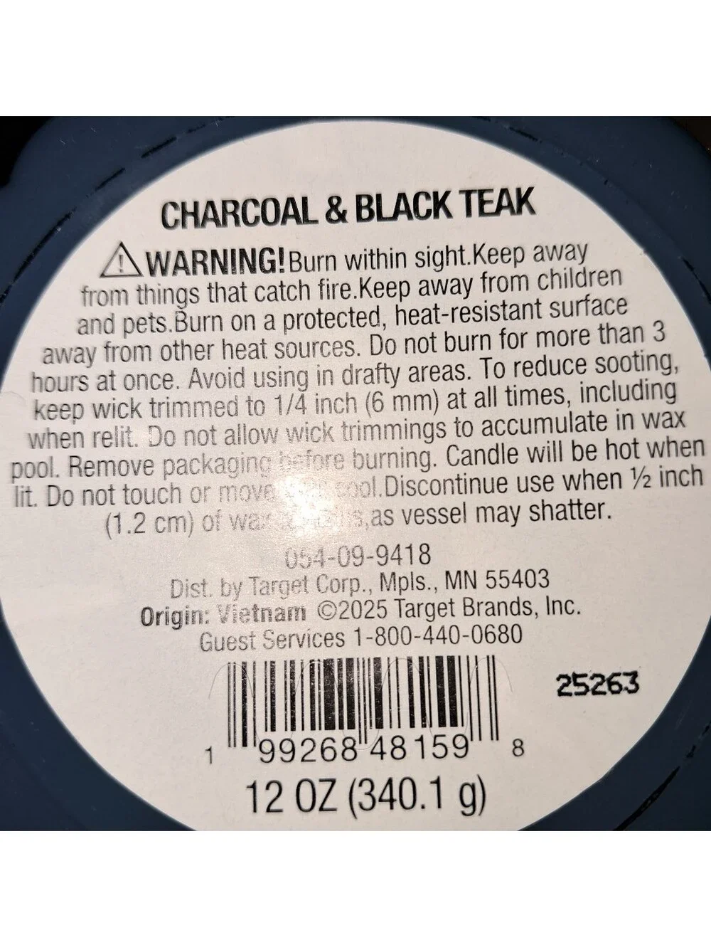 Threshold NWT 12oz Black Teakwood Scented Glass Jar Cadle With Knob Lid In Blue